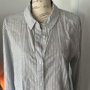 Treasure and Bond - Striped Cotton Button-Up Shirt - L
